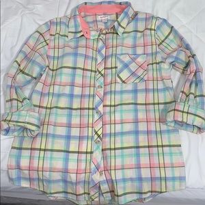 Cat and Jack girls plaid button down XL 14/16